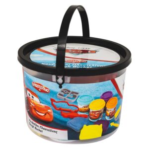Dough Disney Cars Bucket With 4 Pots – 3D Caps And 8 Tools 200gr