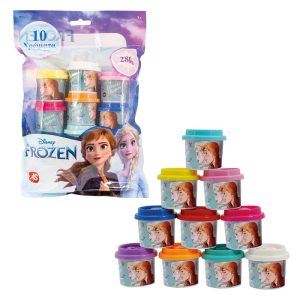 Disney Frozen Dough  Polybag With 10 Pots And 3D Caps 280gr