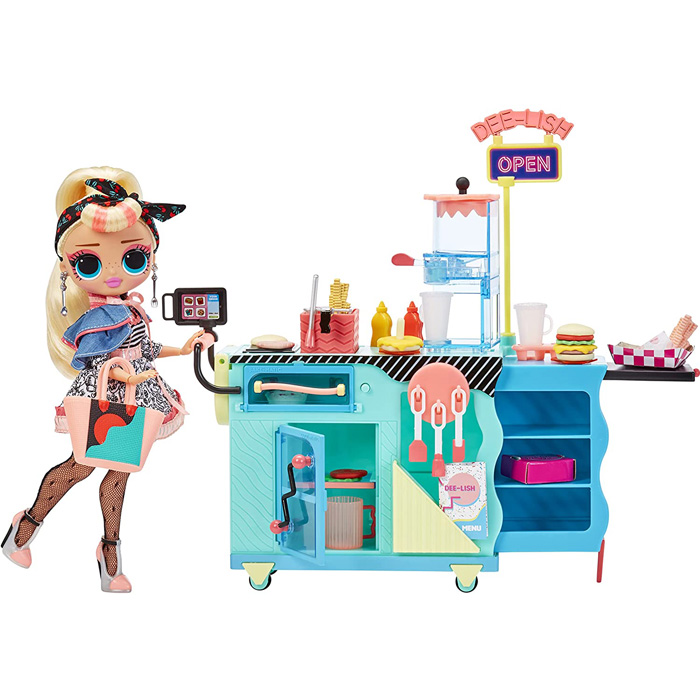 LOL Surprise OMG To Go Diner Playset with 45 Surprises and Exclusive Fashion Doll Toy Shop