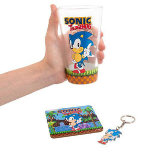 Sonic the Hedgehog Glass, Coaster & Keyring Set