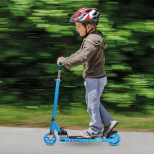 boy riding his scooter
