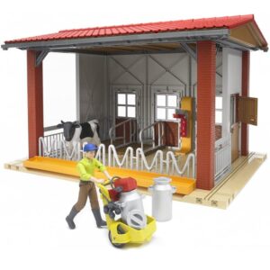 BRUDER Cow Barn with Milking Machine, Cow, Figure