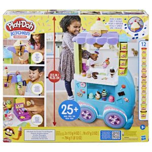 Play-Doh Kitchen Creations Ultimate Ice Cream Truck Playset with 27 Accessories, 12 Cans, Sounds
