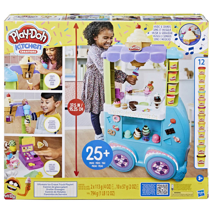 Play Doh Kitchen Creations Ultimate Ice Cream Truck Playset with 27 Accessories 12 Cans Sounds Toy Shop