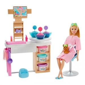 Barbie®Face Mask Spa Day Playset, Puppy, Molding Toy & Dough