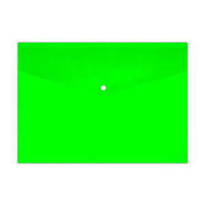 Plastic Folder A4 Clear Bag with Button Green