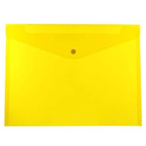 Plastic Document FolderA5 with Button Closure Transparent Yellow
