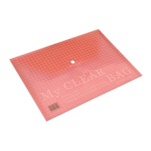Plastic Folder A4 My Clear Bag with Button Red