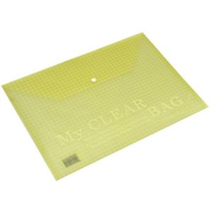 Plastic Folder A4 My Clear Bag with Button Yellow